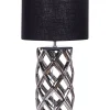 Candeeiro De Mesa Em Ceramica Prateada E Preto 71 Cm Selja