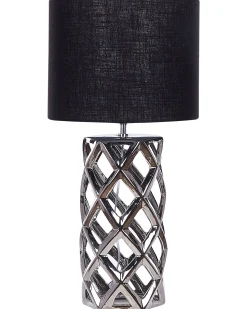 Candeeiro De Mesa Em Ceramica Prateada E Preto 71 Cm Selja