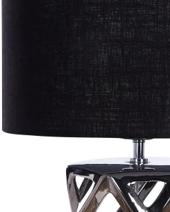 Candeeiro De Mesa Em Ceramica Prateada E Preto 71 Cm Selja