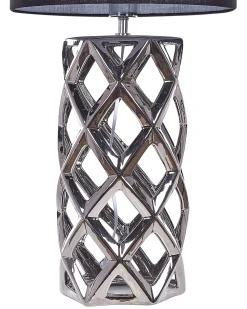 Candeeiro De Mesa Em Ceramica Prateada E Preto 71 Cm Selja