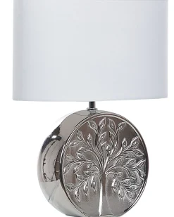 Candeeiro De Mesa Em Ceramica Prateado E Branco 48 Cm Kherlen