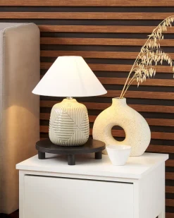 Candeeiro De Mesa Em Ceramica Cinzenta Canelles