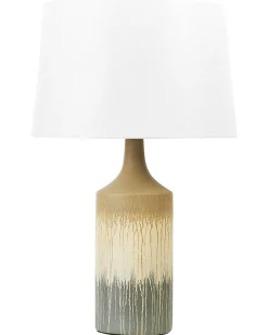Candeeiro De Mesa Em Ceramica Creme E Cinzento Calvas