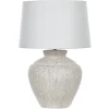 Candeeiro De Mesa Em Ceramica Branca E Creme 60 Cm Caine