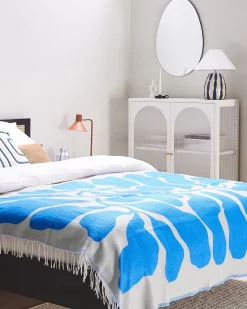 Candeeiro De Mesa Em Ceramica Creme E Azul Luchetti