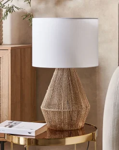 Candeeiro De Mesa Em Corda De Papel Cor Natural 52 Cm Malewa