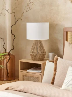 Candeeiro De Mesa Em Corda De Papel Cor Natural 52 Cm Malewa