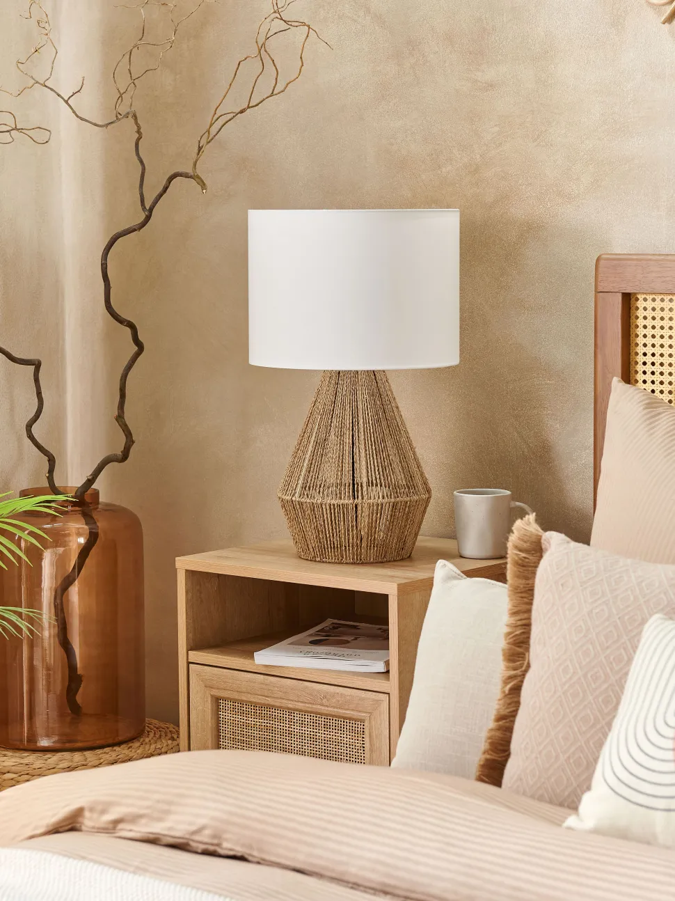 Candeeiro De Mesa Em Corda De Papel Cor Natural 52 Cm Malewa