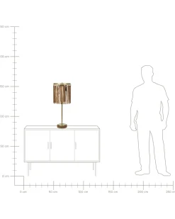 Candeeiro De Mesa Em Madeira Escura De Mango E Cobre 77 Cm Sabari
