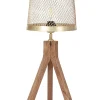 Candeeiro De Mesa Em Madeira Escura De Mango E Cobre 63 Cm Beki