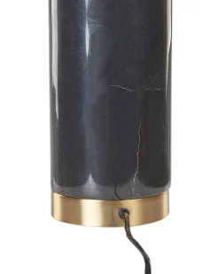 Candeeiro De Mesa Em Marmore Preto E Metal Dourado 65 Cm Hondo