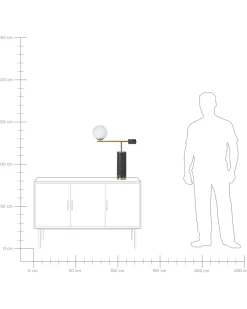 Candeeiro De Mesa Em Marmore Preto E Metal Dourado 65 Cm Hondo