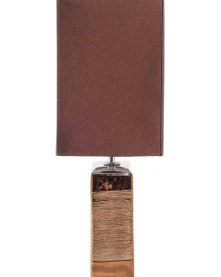 Candeeiro De Mesa Em Porcelana Com Formato Retangular E Cor Castanha Onyx