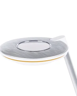 Candeeiro De Mesa Led Em Metal Branco E Prateado Com Porta Usb Corvus