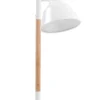 Candeeiro De Mesa Metal Branco E Madeira Aldan
