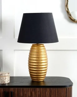 Candeeiro De Mesa Preto E Dourado Ebro