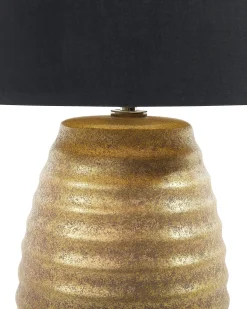 Candeeiro De Mesa Preto E Dourado Ebro