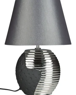 Candeeiro De Mesa Preto E Prateado Esla