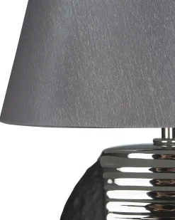 Candeeiro De Mesa Preto E Prateado Esla