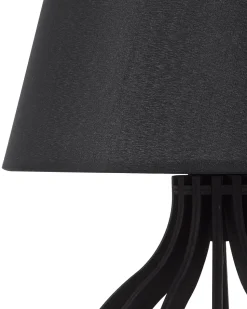 Candeeiro De Mesa Preto Em Madeira Agueda