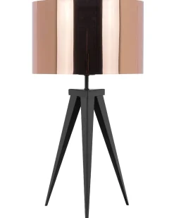 Candeeiro De Mesa Preto E Cor De Cobre Stiletto