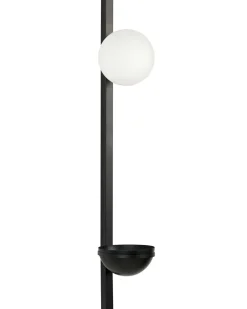 Candeeiro De Parede Com 1 Abajur E Vaso Em Metal Preto 55 Cm Isabella