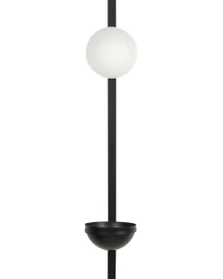 Candeeiro De Parede Com 1 Abajur E Vaso Em Metal Preto 55 Cm Isabella
