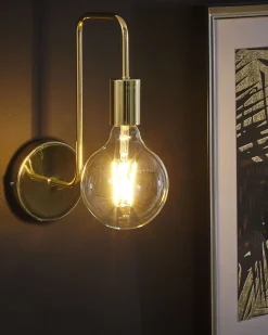 Candeeiro De Parede Em Metal Dourado Savena