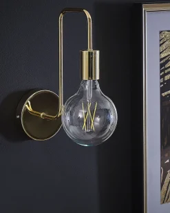 Candeeiro De Parede Em Metal Dourado Savena