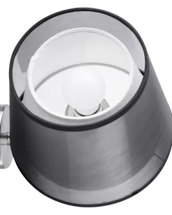 Candeeiro De Parede Em Metal Cromado E Abajur Preto Columbia