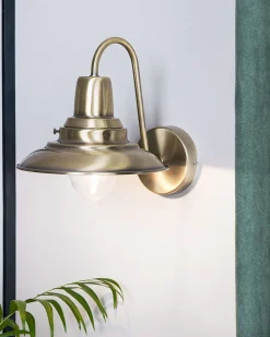 Candeeiro De Parede Em Metal Dourado Luza