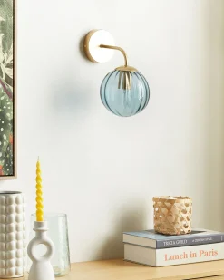 Candeeiro De Parede Em Metal Azul 28 Cm Boomi