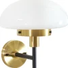 Candeeiro De Parede Em Metal Preto Branco E Dourado Minija