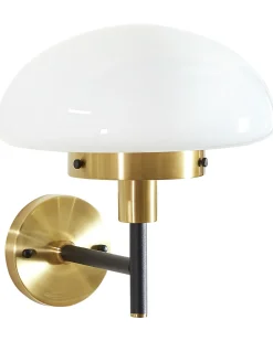 Candeeiro De Parede Em Metal Preto Branco E Dourado Minija