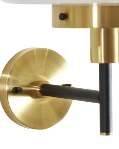 Candeeiro De Parede Em Metal Preto Branco E Dourado Minija