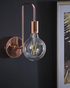 Candeeiro De Parede Em Metal Cor De Cobre Savena