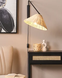 Candeeiro De Parede Em Rattan Natural Palena