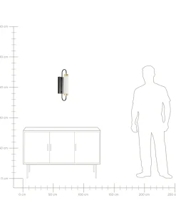 Candeeiro De Parede Led Em Metal Preto E Dourado 43 Cm Jacobs