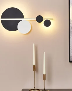 Candeeiro De Parede Led Em Metal Preto E Dourado Parita
