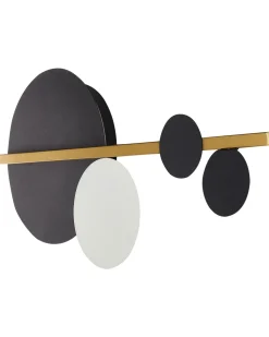 Candeeiro De Parede Led Em Metal Preto E Dourado Parita