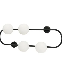 Candeeiro De Parede Para 4 Lampadas Preto 70 Cm Yango