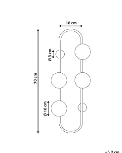 Candeeiro De Parede Para 4 Lampadas Preto 70 Cm Yango