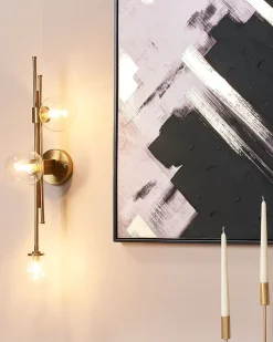 Candeeiro De Parede Para 3 Lampadas Em Metal Dourado Tulija