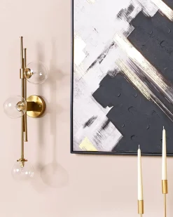 Candeeiro De Parede Para 3 Lampadas Em Metal Dourado Tulija