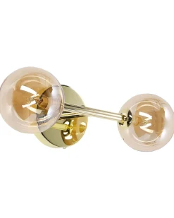 Candeeiro De Parede Para 2 Lampadas Dourado Ramis