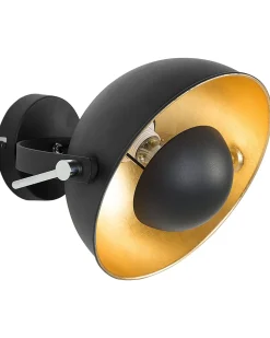 Candeeiro De Parede Preto E Dourado Thames Ll