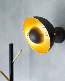 Candeeiro De Parede Preto E Dourado Thames Ll
