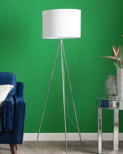 Candeeiro De Pe 148 Cm Branco E Cromado Vistula