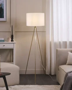 Candeeiro De Pe 148 Cm Branco E Dourado Vistula