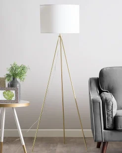 Candeeiro De Pe 148 Cm Branco E Dourado Vistula